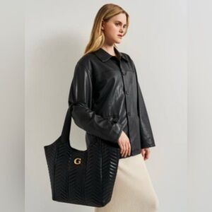 Guess Black Chevron Tote Bag